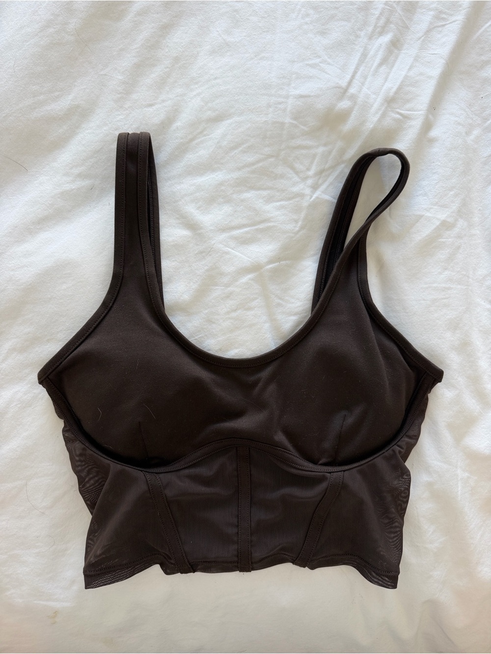 ALO YOGA Airbrush Mesh Corset
Tank Top in Espresso